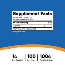 Nutricost L-Tyrosine Powder 100 Grams (100 Servings) - 1G per Serving